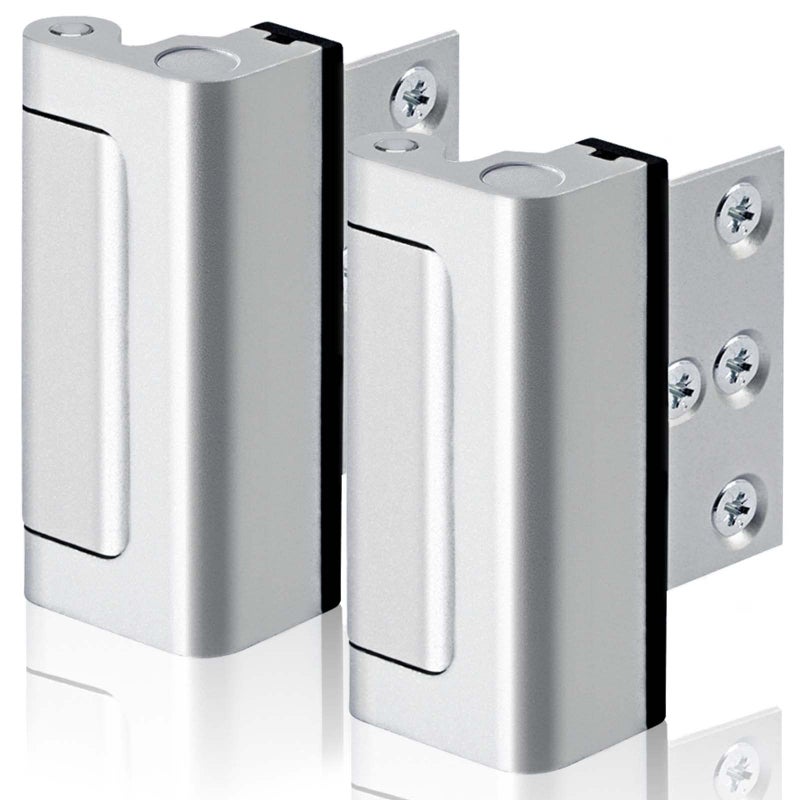 GreaTalent 2PACK Home Security Door Reinforcement Lock Childproof, Add High Security to Home Prevent Unauthorized Entry, Aluminum Construction Finish, Frame Lock, Silver - Image 1